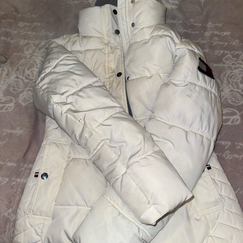 Tommy Hilfiger White Puffer Jacket Quilted Insulation